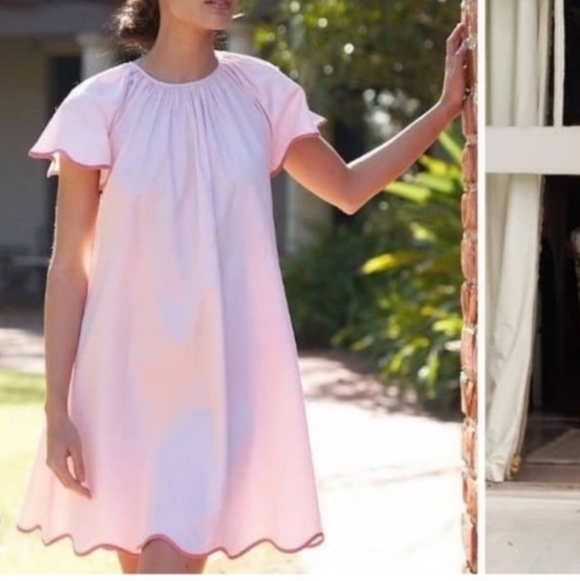 LAKE Dresses & Skirts - Lake Scalloped House Dress Size Large Pink
